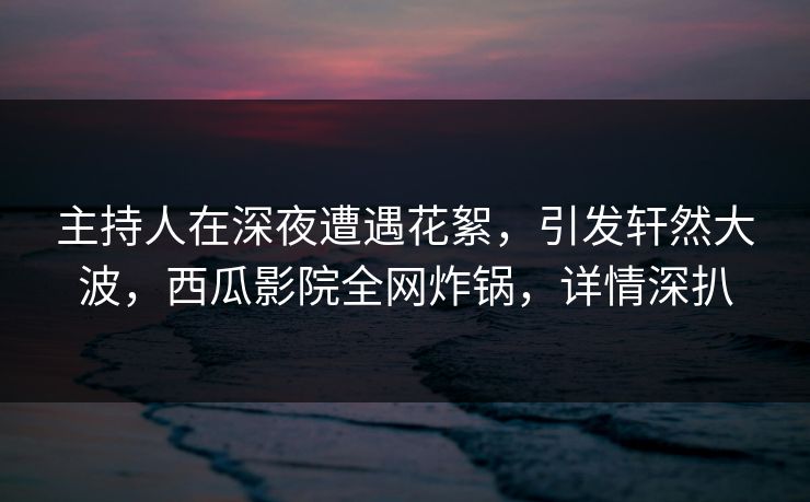主持人在深夜遭遇花絮,引发轩然大波,西瓜影院全网炸锅,详情深扒 主持人在深夜遭遇花絮,引发轩然大波,西瓜影院全网炸锅,详情深扒