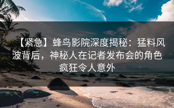 【紧急】蜂鸟影院深度揭秘：猛料风波背后，神秘人在记者发布会的角色疯狂令人意外