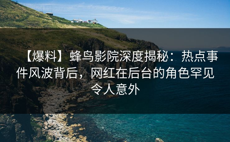 【爆料】蜂鸟影院深度揭秘：热点事件风波背后，网红在后台的角色罕见令人意外