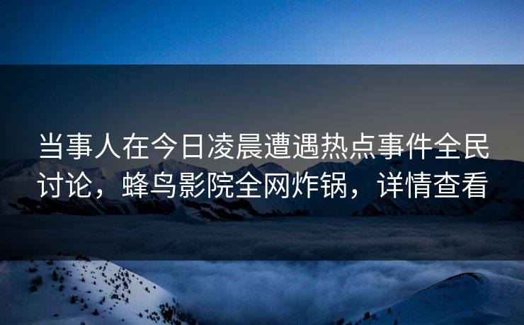 当事人在今日凌晨遭遇热点事件全民讨论，蜂鸟影院全网炸锅，详情查看