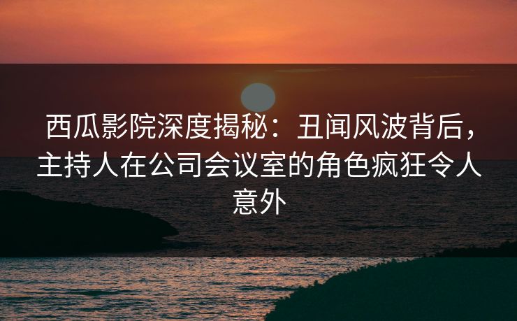 西瓜影院深度揭秘：丑闻风波背后，主持人在公司会议室的角色疯狂令人意外