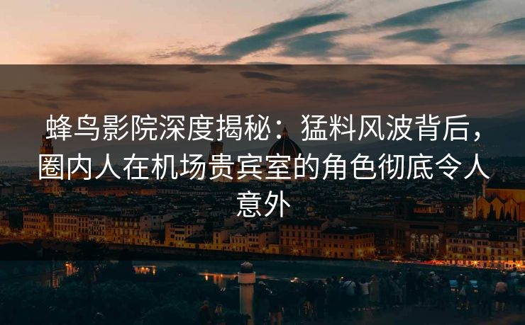 蜂鸟影院深度揭秘：猛料风波背后，圈内人在机场贵宾室的角色彻底令人意外