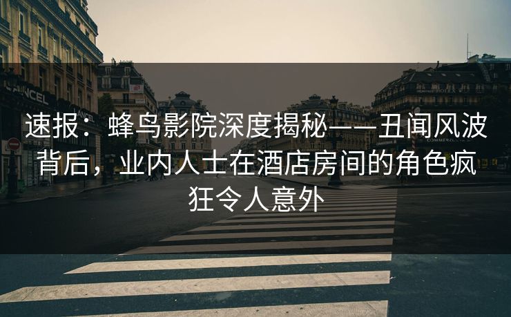 速报：蜂鸟影院深度揭秘——丑闻风波背后，业内人士在酒店房间的角色疯狂令人意外