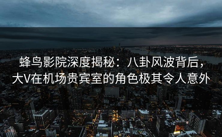 蜂鸟影院深度揭秘：八卦风波背后，大V在机场贵宾室的角色极其令人意外