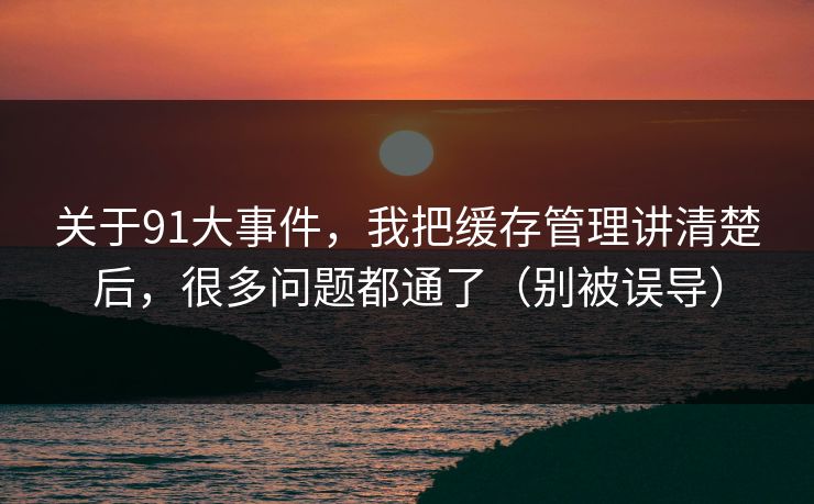 关于91大事件，我把缓存管理讲清楚后，很多问题都通了（别被误导）